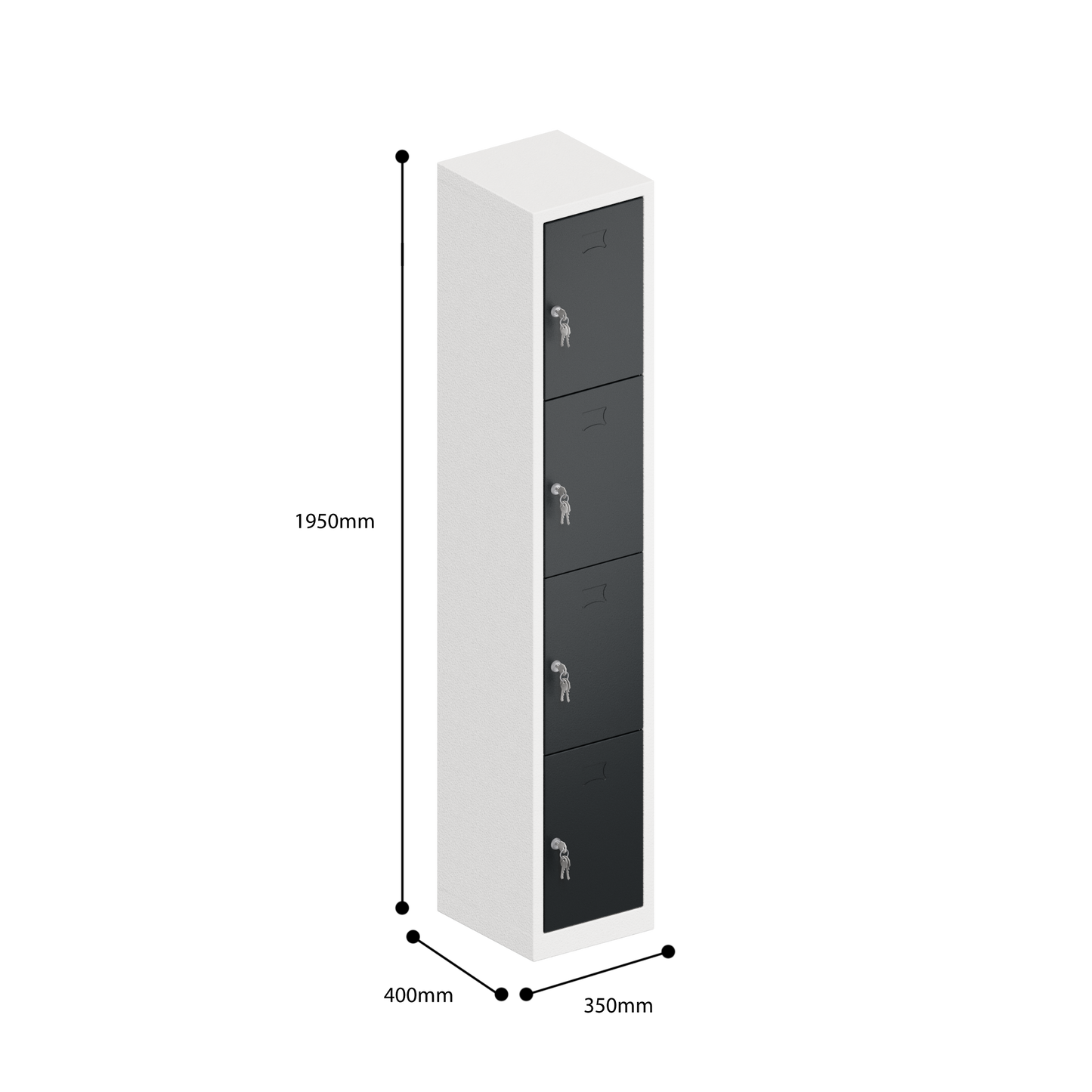 PPE MULTIDEUR OPBERGKAST 4-LAAGS 4 DEUREN (350x400x1950mmH)